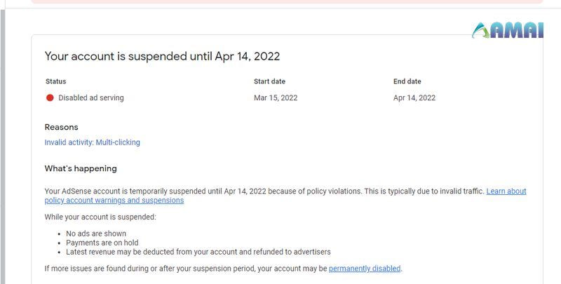 Làm thế nào để nhận biết tài khoản AdSense bị vô hiệu hoá?